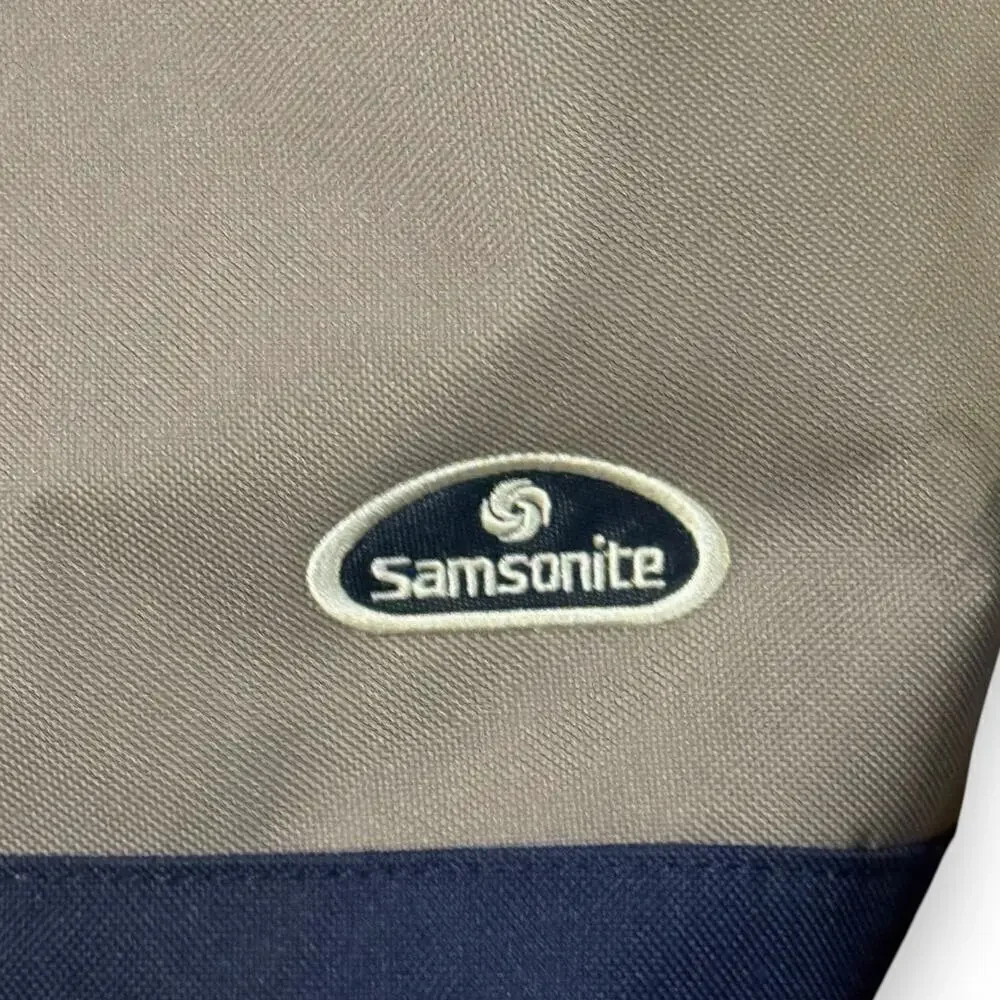 Samsonite Shoulder Bag Tan Blue Zip Closure Travel Pool Gym 16 in x 23 in